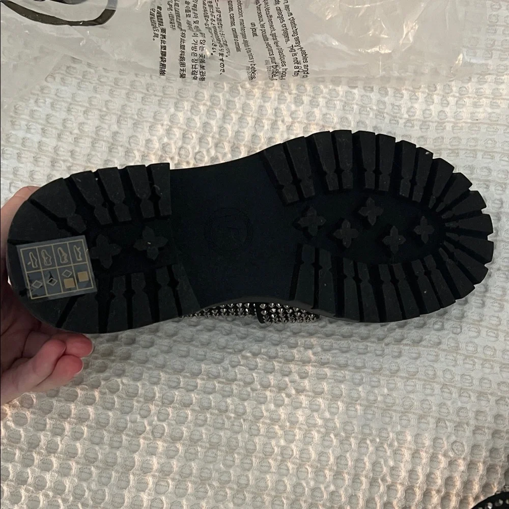 Michael Kors Silver Studded Black Loafers - Picture 3 of 5